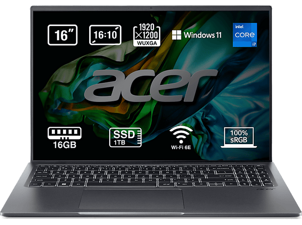 Opiniones Acer Swift X SFX16-52G-7295 16  WUXGA Intel® Core™ i7-1260P 16GB RAM 1TB SSD Intel® Arc™ 3 A370M Windows 11 Home